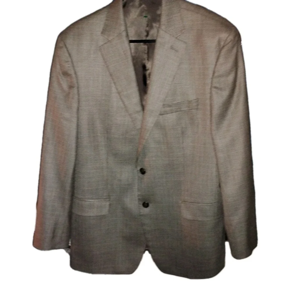 Lauren Ralph Lauren Men 41R Blazer Window. Gray Herringbone Silk Wool Sport Coat